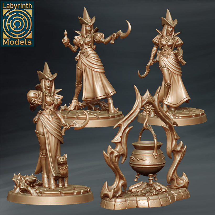 3D Printable Witches Coven - 32mm scale by Labyrinth Models